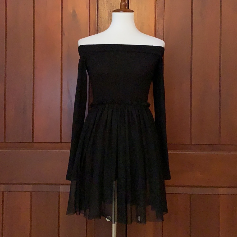 Black Off The Shoulder Tutu Romper M